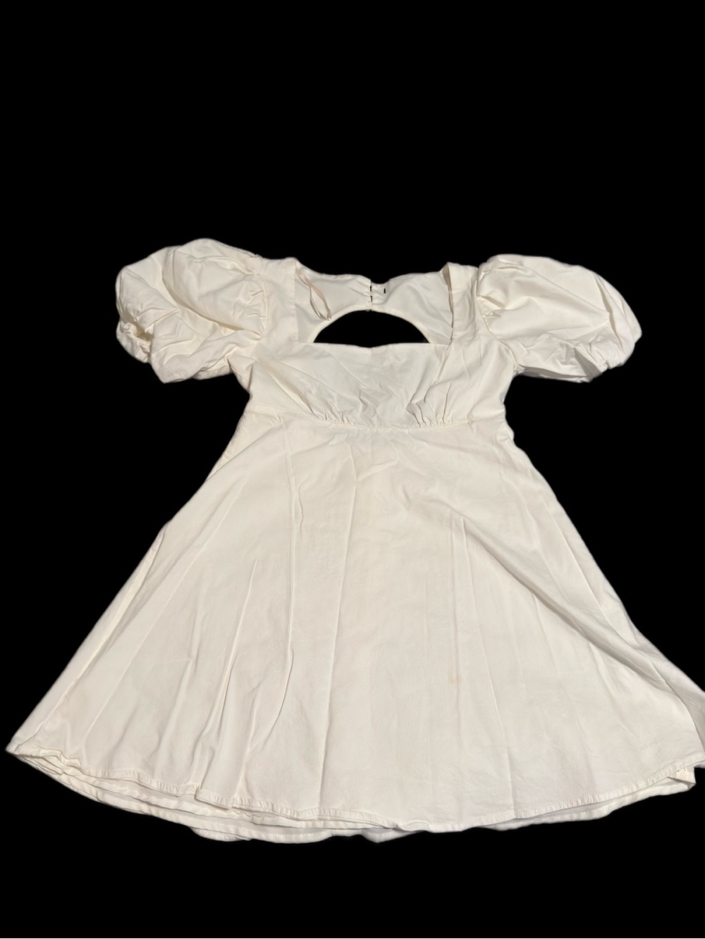Forever 21 Cream Puff Sleeve Mini Dress with Back Cutout